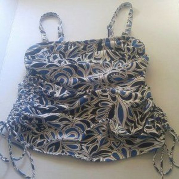 Lands 'End Blue & White Ruched Sides Ties - Picture 6 of 8